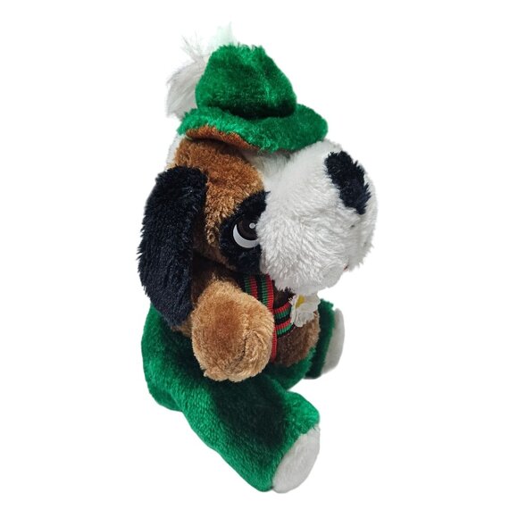 Vintage 80s Alpine King Oktoberfest German St Bernard 9 inch Stiff Plush Green - Picture 3 of 7